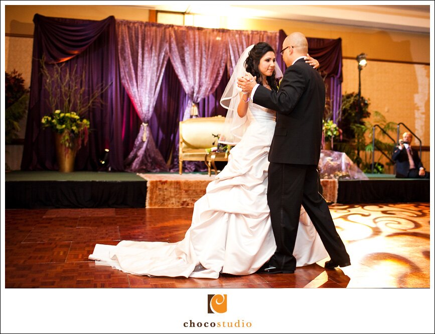 Aref and Maira, Bride and Groom dancing at Fremont Marriott