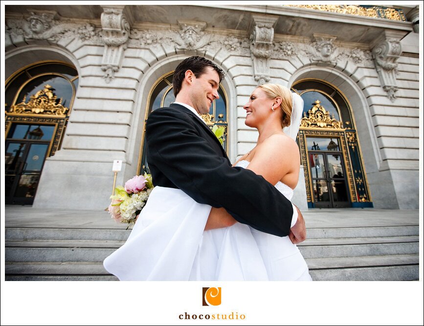 In Front of San Francisco City Hall Wedding Photo