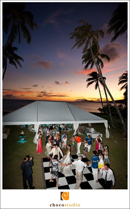 Tent at a wedding reception at a villa in Hawaii