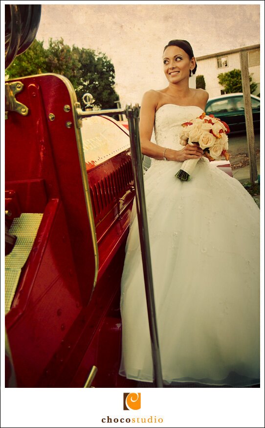 Bride on the Fire Truck