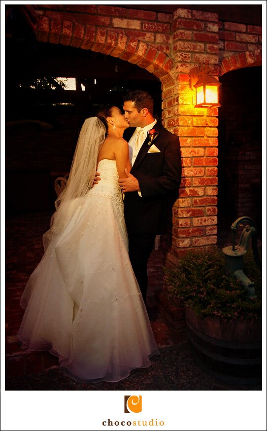Low light photo of Bride and Groom