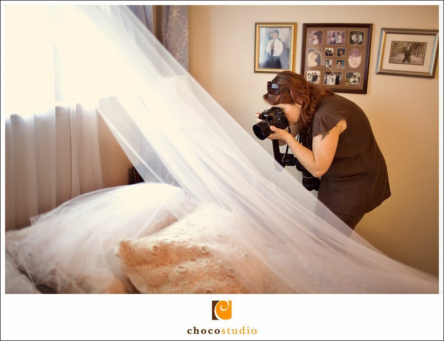Wedding photographer working indoors