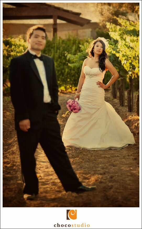 Frances and Mark on wedding day at Guglielmo Winery