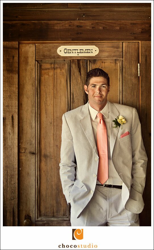 Groom at the Rustic Wedding Venue The table runners were super cute 