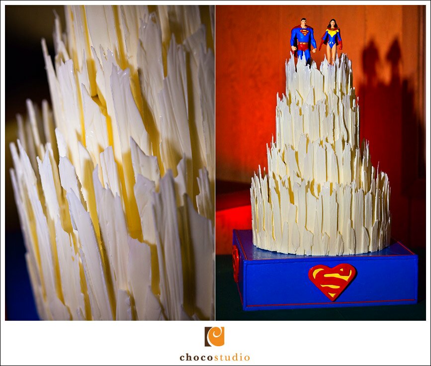 Guests could not get enough of the Superman themed wedding cake