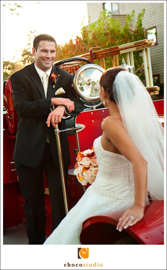 Fire Engine Wedding Photo in San Mateo
